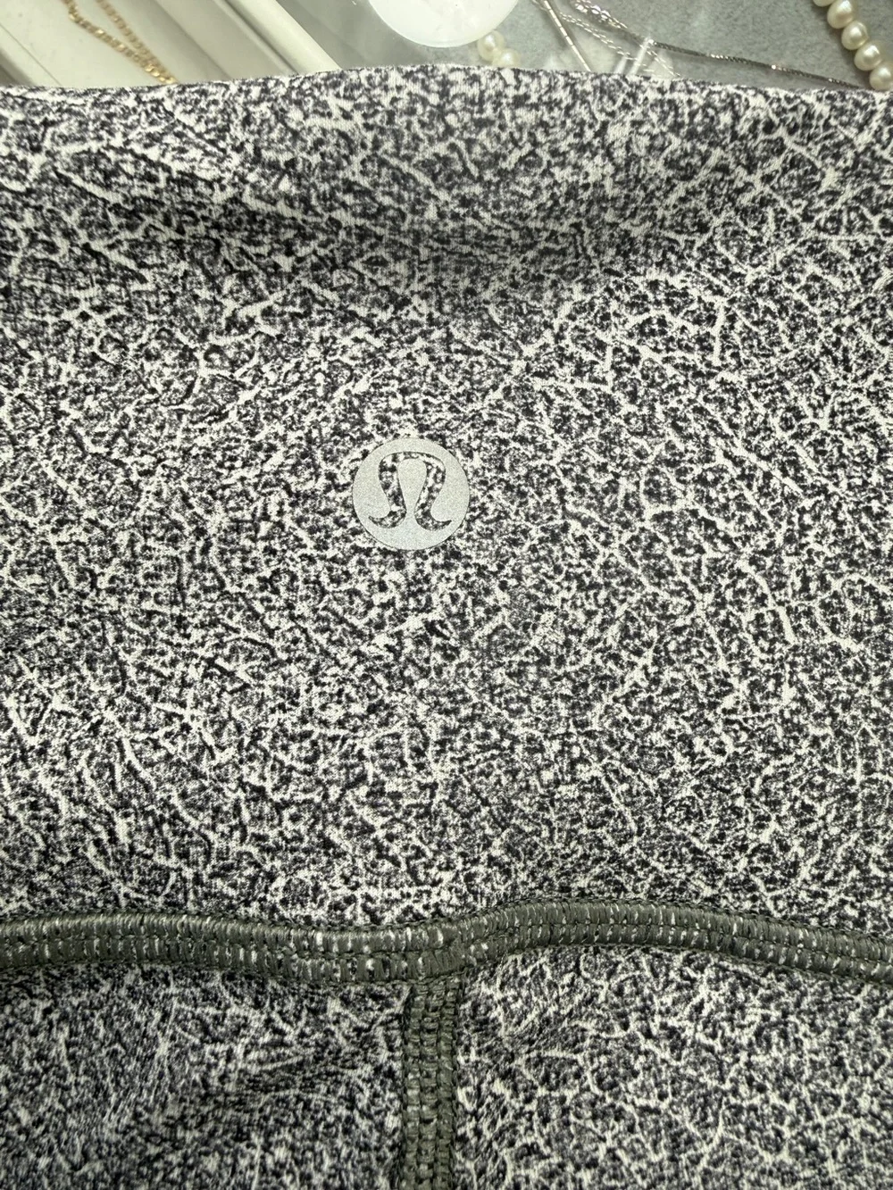 Lululemon High-Waist Gray Speckled Capri Leggings with Sheer Mesh Panel - Picture 4 of 7